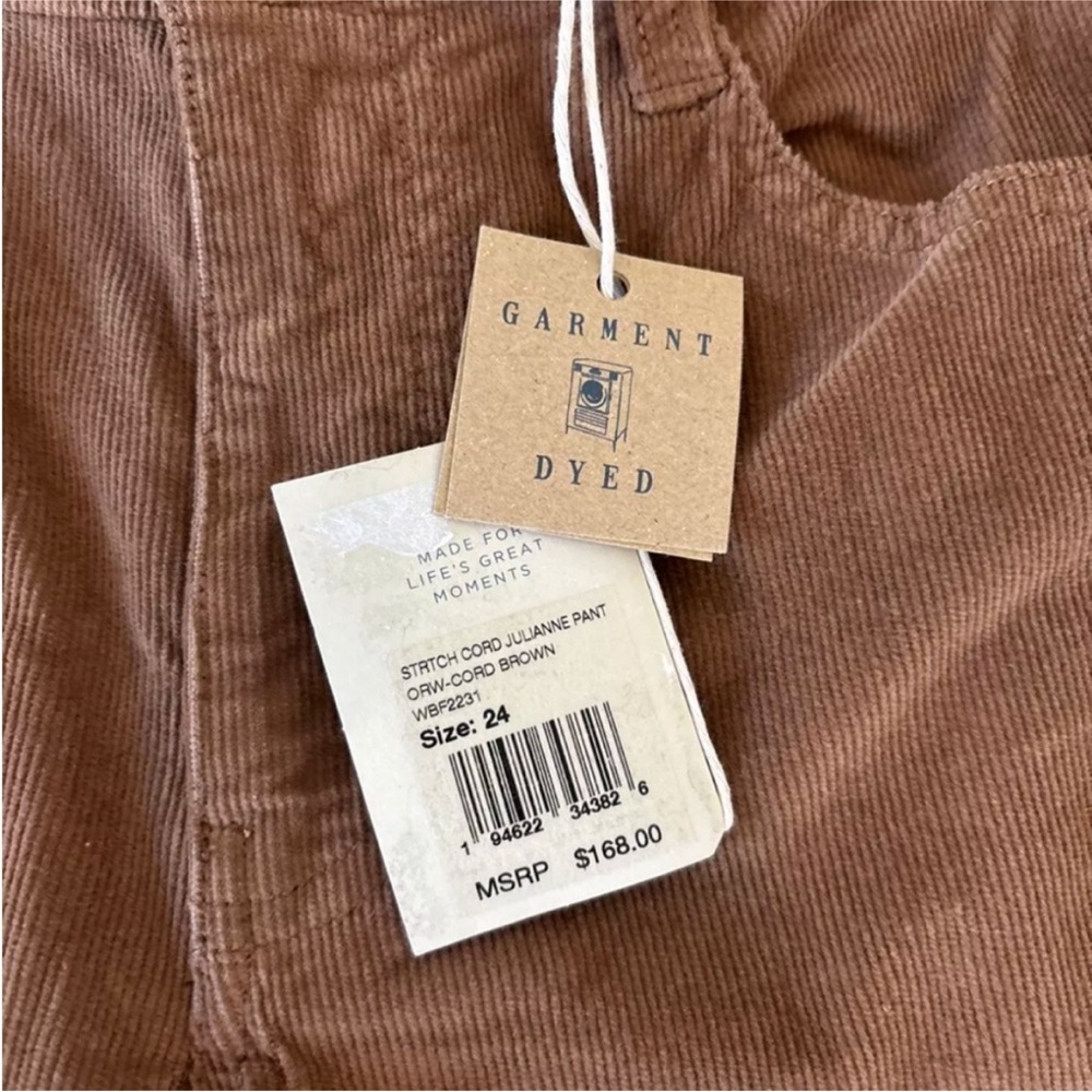 Women's FAHERTY Julianne Cord Size
24 Brown Corduroy Pants NWT $168